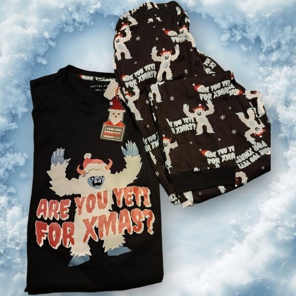 L 🎅Cute Yeti Men / Boys Pajamas For Christmas 2 pcs - Picture 1 of 7